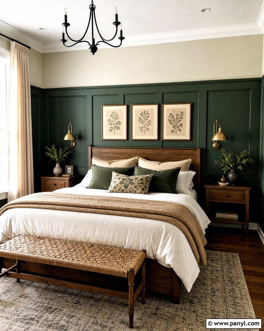 Dark Green Wainscoting Bedroom - 20 dark accent wall bedroom ideas