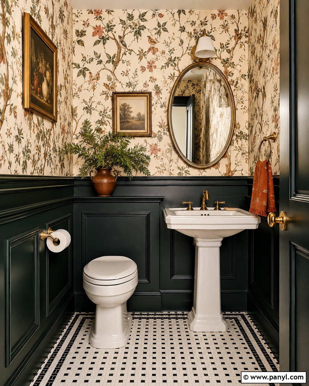 Dark Green Wainscoting Powder Room - 20 dark wainscoting ideas