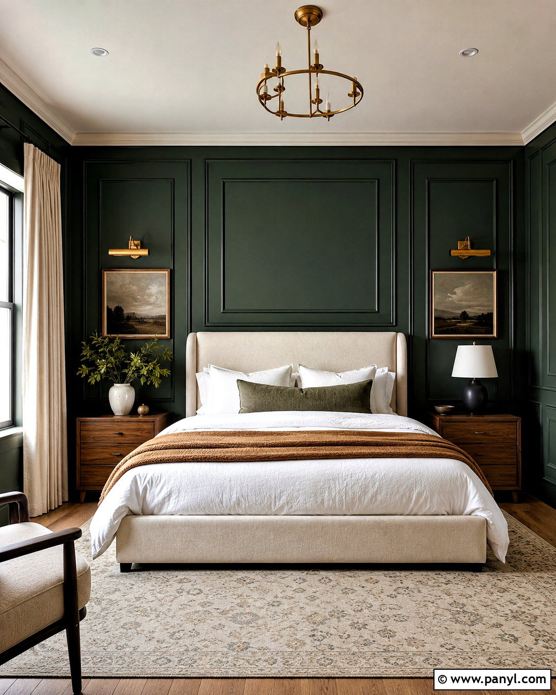Dark Green Wall Paneling Bedroom - 20 dark green walls bedroom ideas