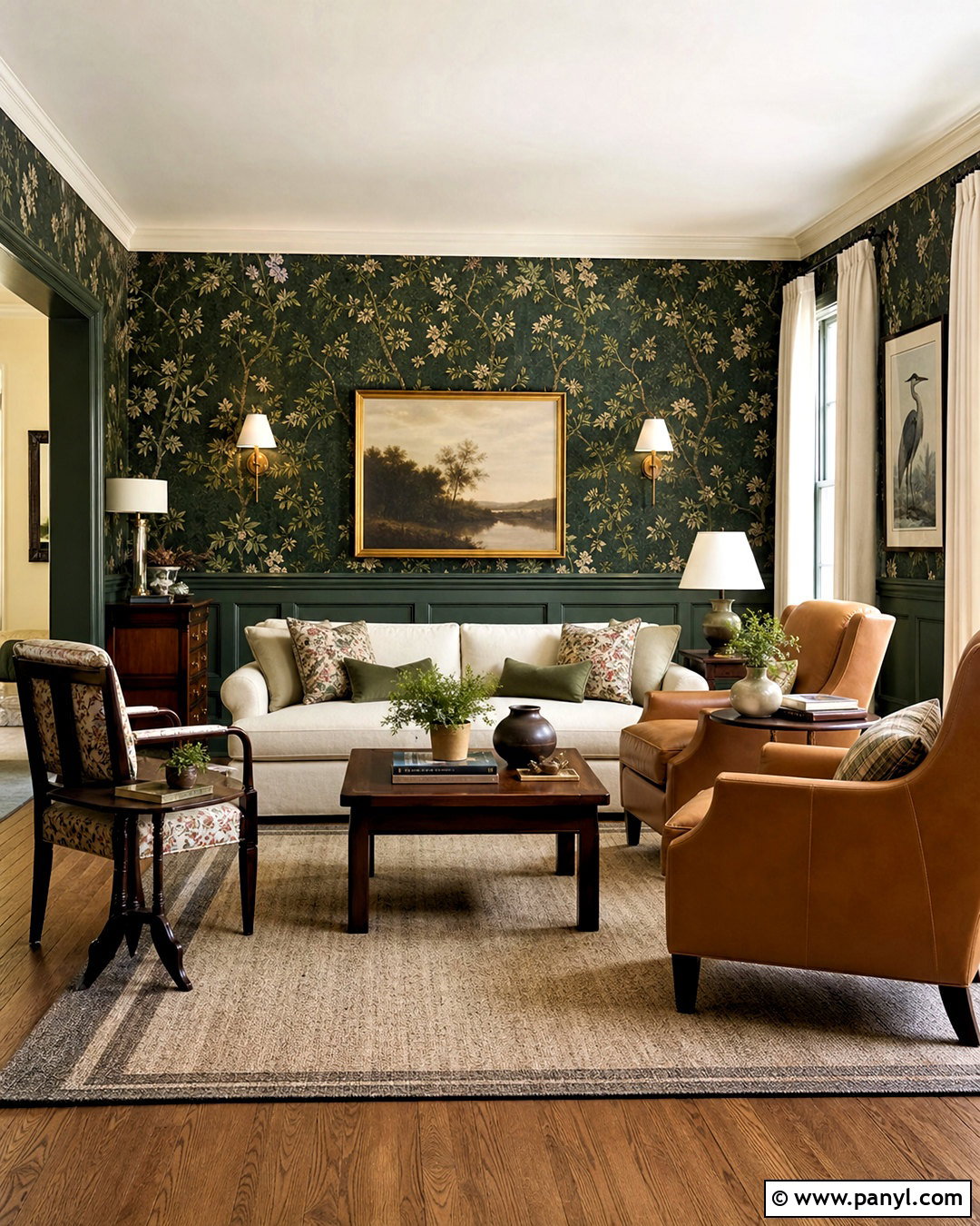 Dark Green Wallpaper Living Room - 20 dark green walls living room ideas