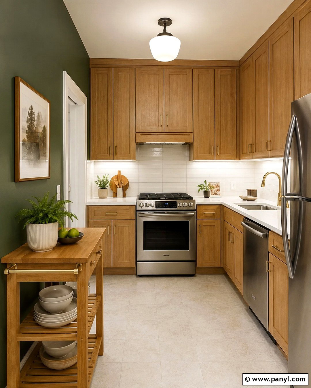 Dark Green Walls In A Small Oak Kitchen - 20 Dark Green Kitchen Walls Oak Cabinets