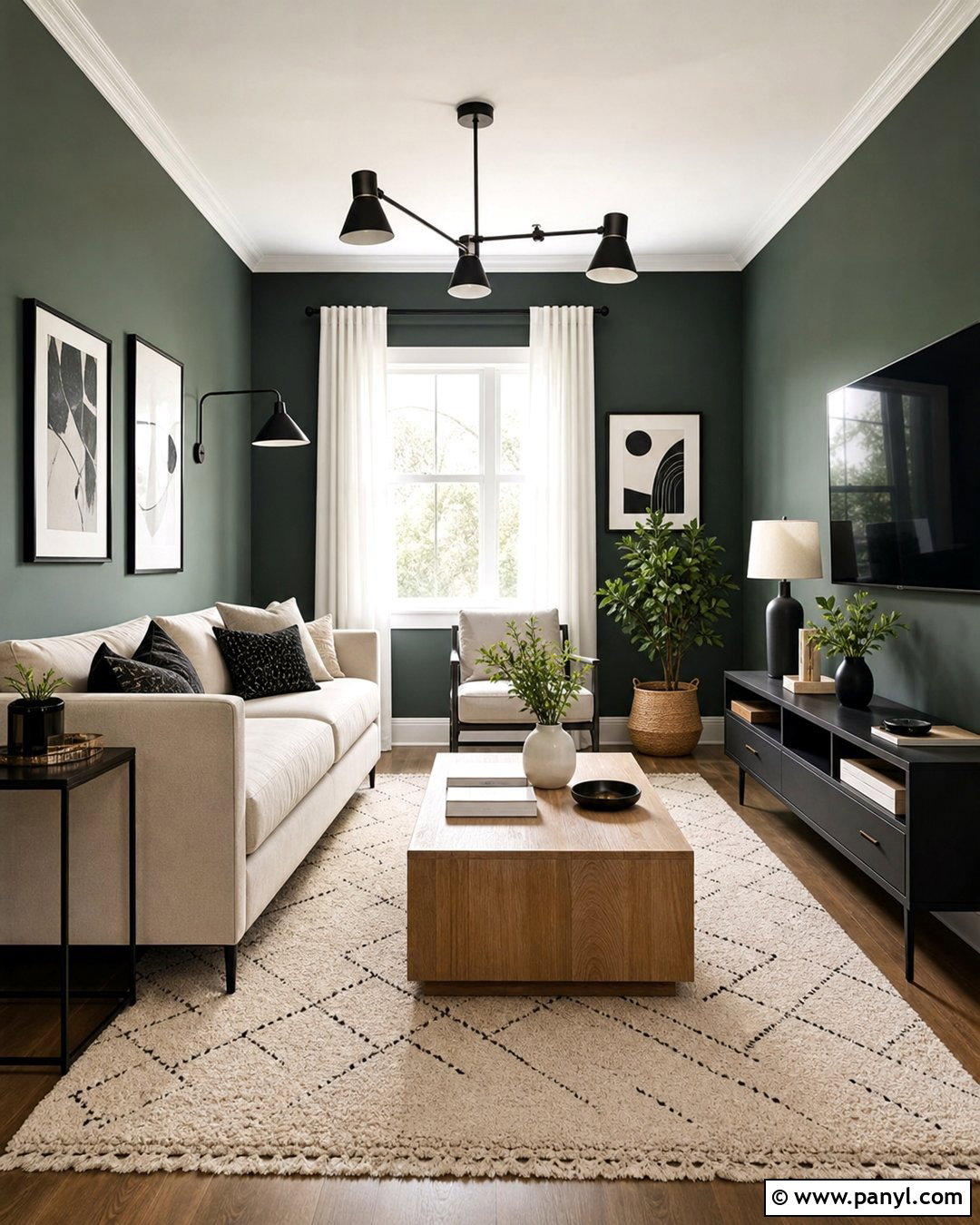 Dark Green Walls With Black And White - 20 Dark Green Color For Wall Ideas