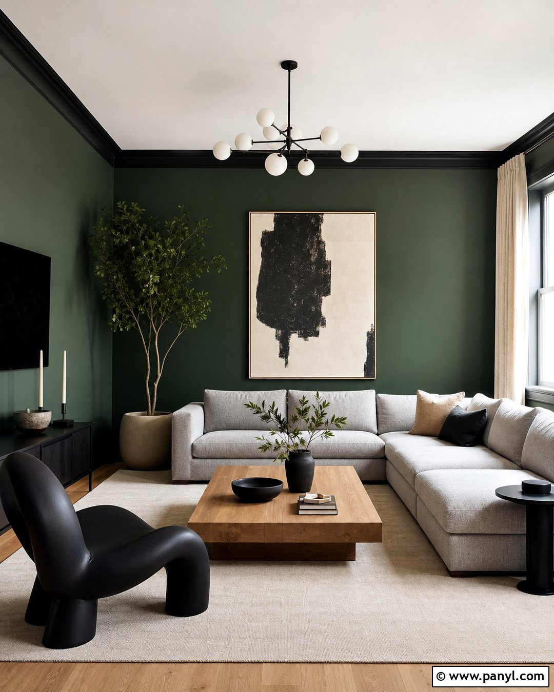 Dark Green Walls With Black Trim - 45 dark green walls