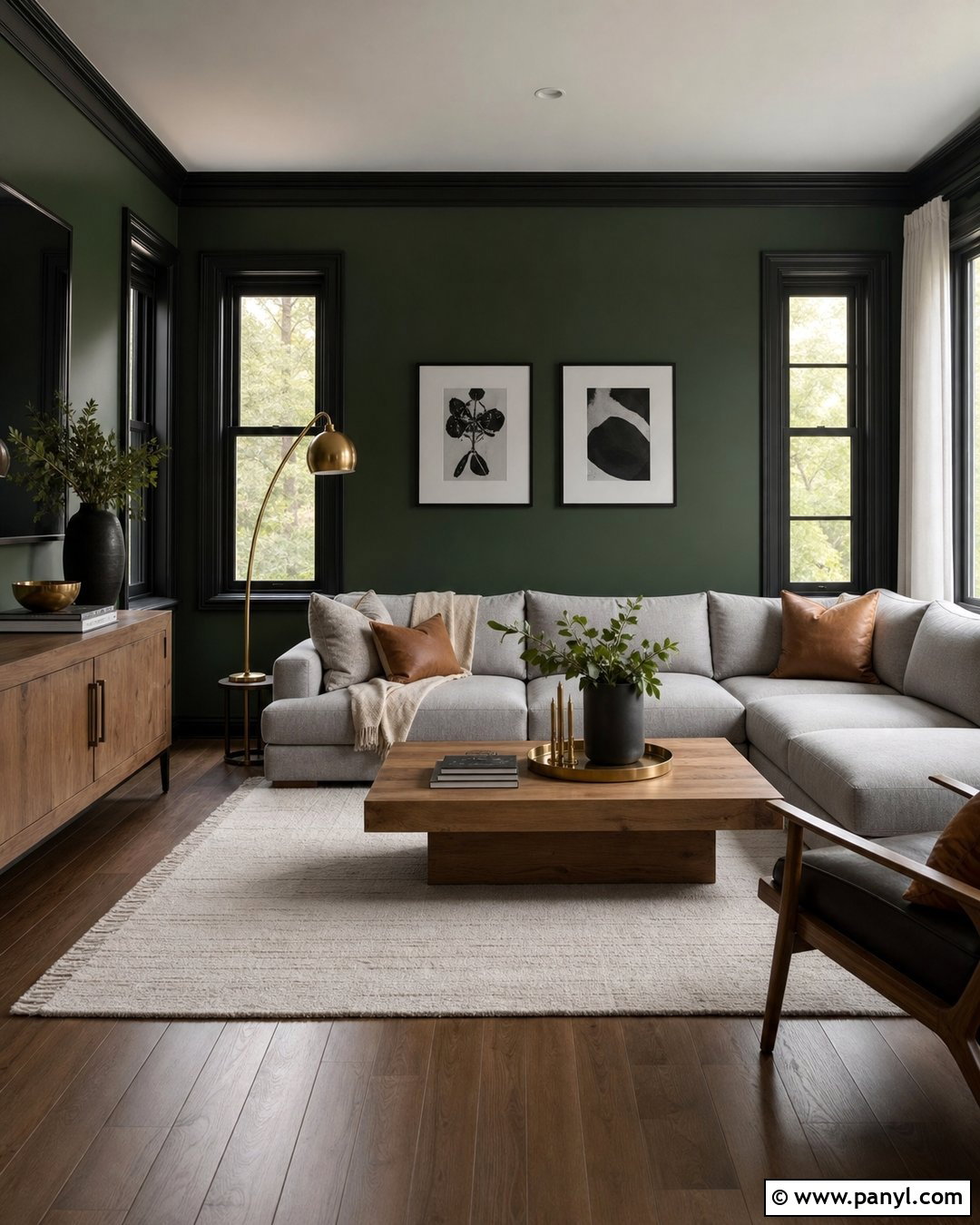 Dark Green Walls With Black Trim - 35 Dark Green Painted Walls