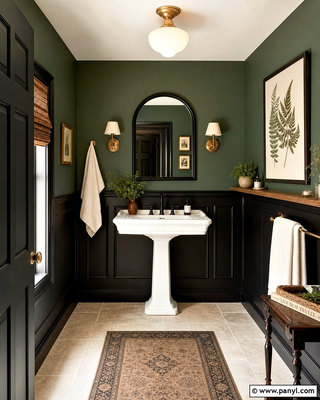 Dark Green Walls With Black Wainscoting - 20 dark green and black bathroom ideas