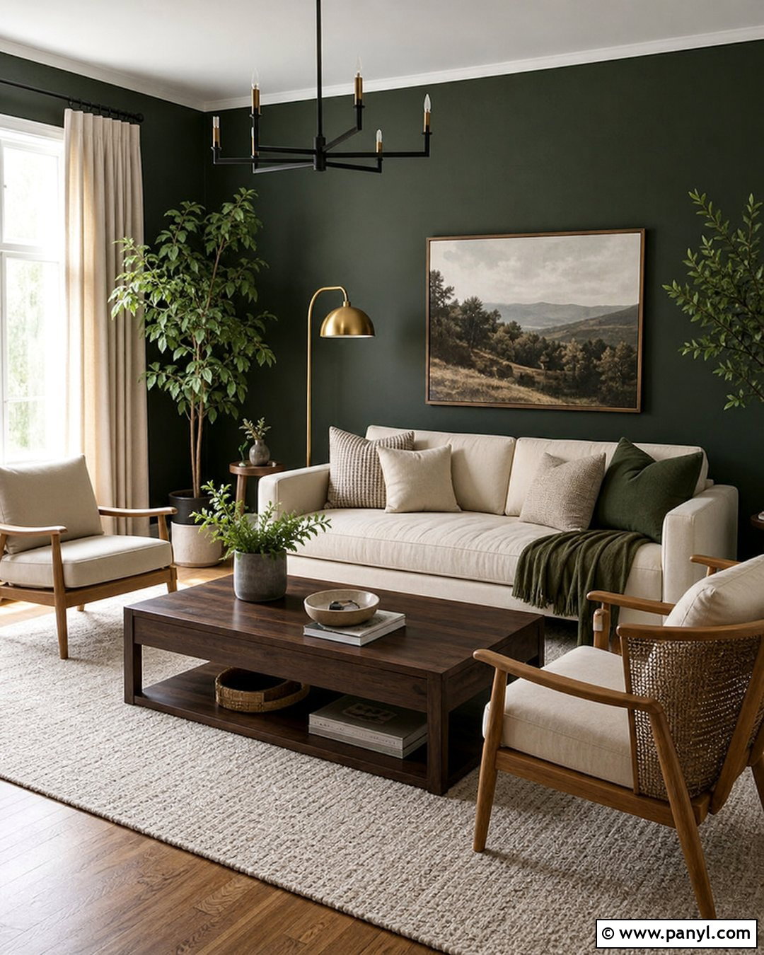 Dark Green Walls With Cream Furniture - 45 dark green walls