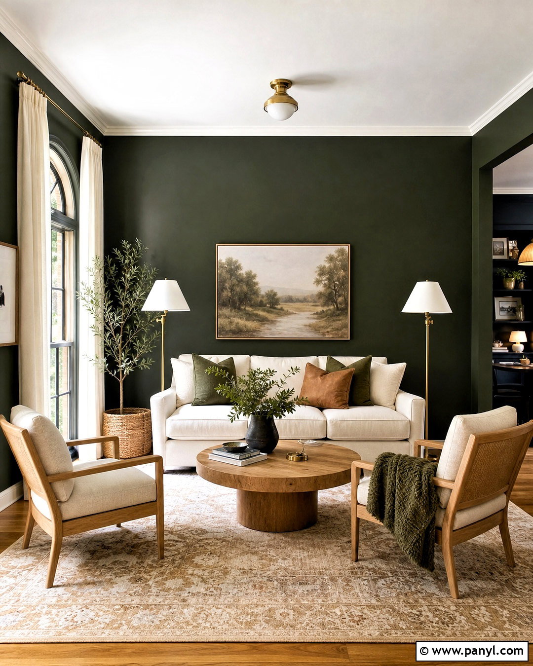 20 Dark Green Walls Living Room Ideas: Bold, Natural Style