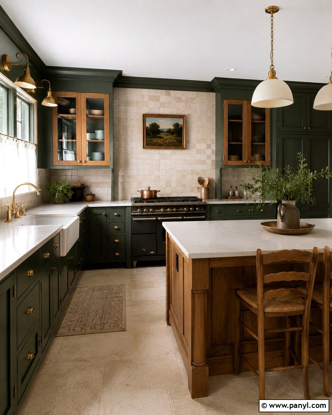 20 Dark Green Kitchen Walls Oak Cabinets Ideas to Try