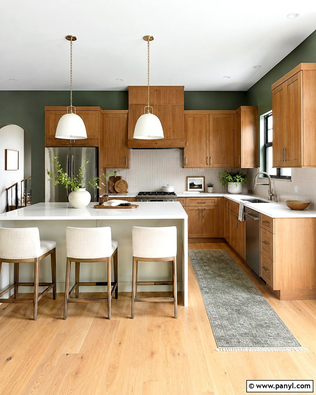 Dark Green Walls With Light Oak Flooring - 20 Dark Green Kitchen Walls Oak Cabinets