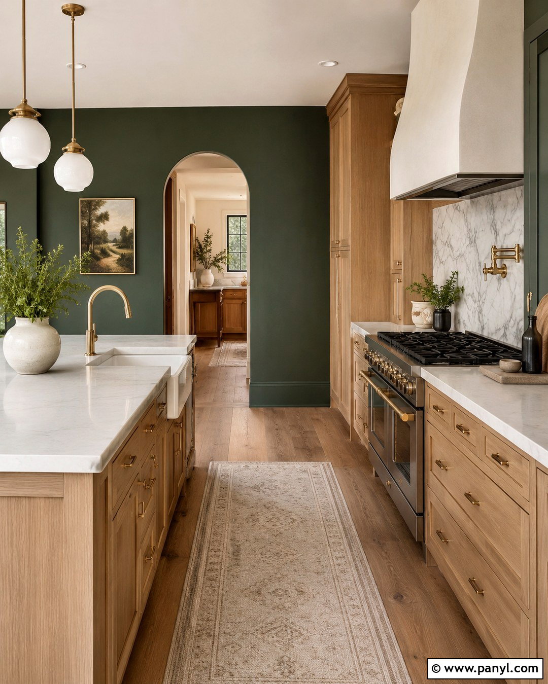 Dark Green Walls With Marble Backsplash - 20 Dark Green Kitchen Walls Oak Cabinets