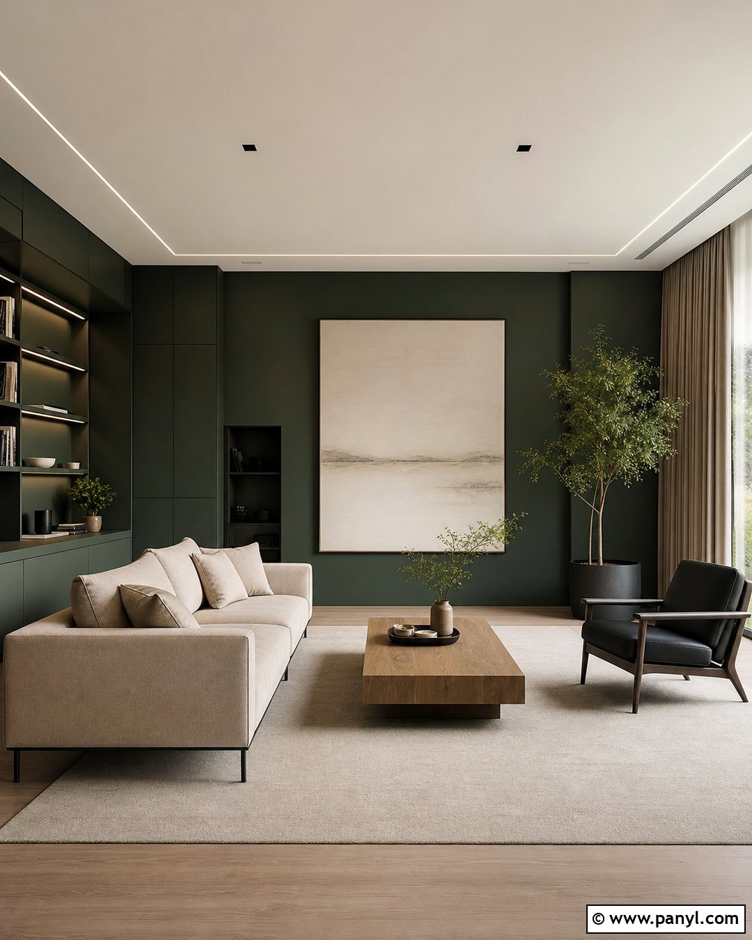 Dark Green Walls With Modern Minimalist Decor - 45 dark green walls