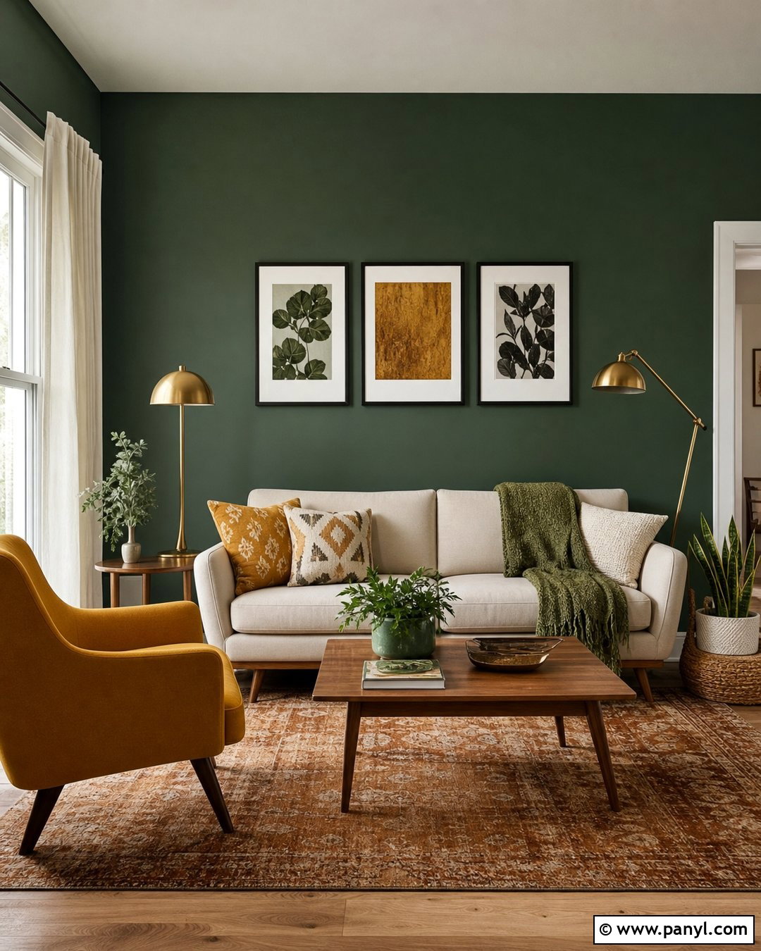 Dark Green Walls With Mustard Yellow Accents - 35 Dark Green Painted Walls