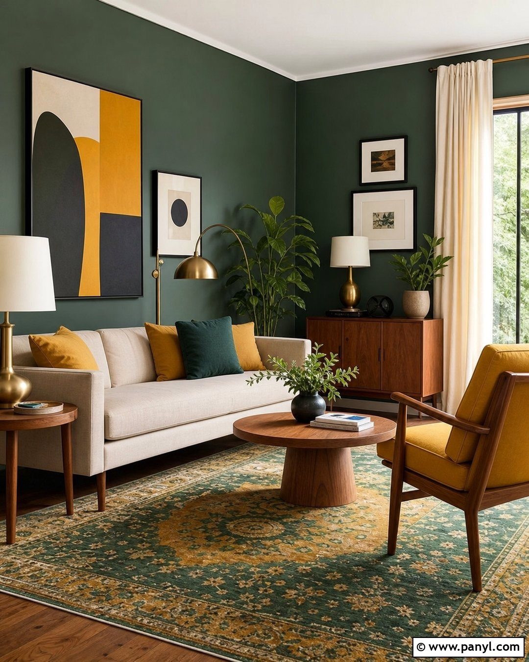 Dark Green Walls With Mustard Yellow - 20 Dark Green Color For Wall Ideas