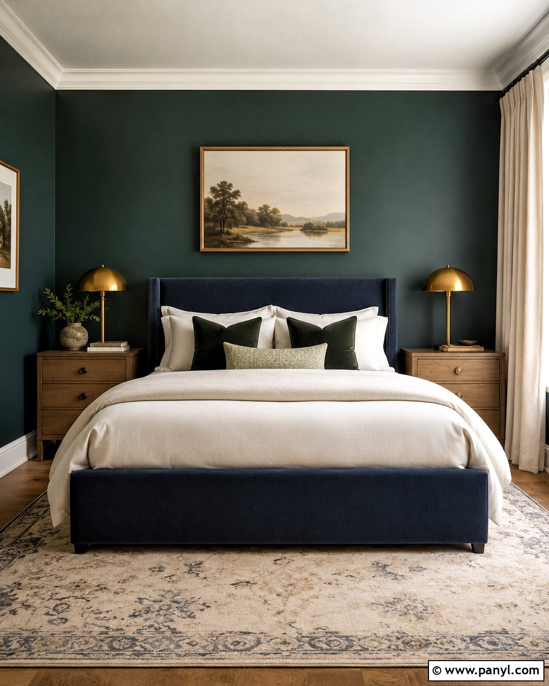 Dark Green Walls With Navy Blue - 20 dark green walls bedroom ideas