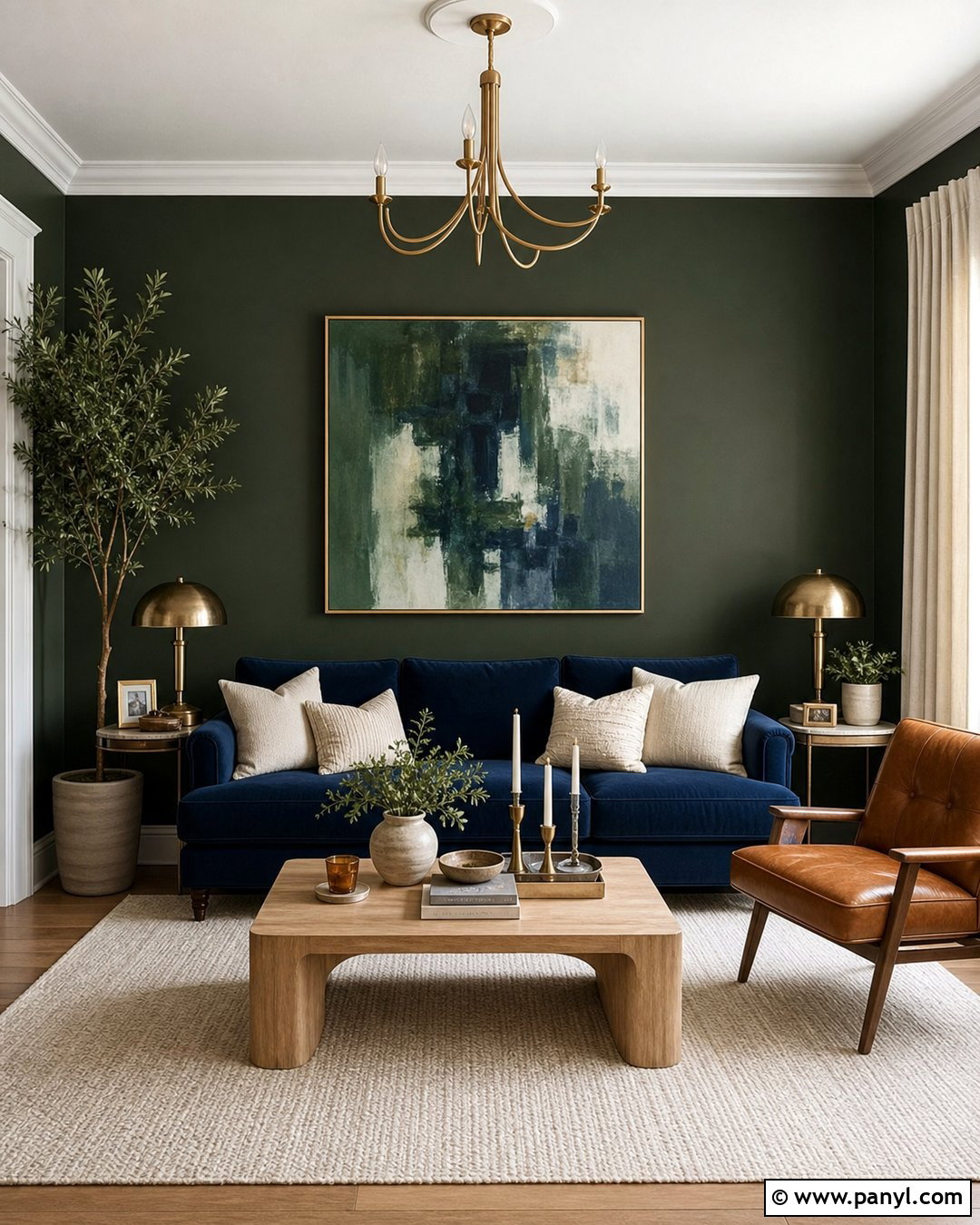 Dark Green Walls With Navy Blue Furniture - 35 Dark Green Painted Walls