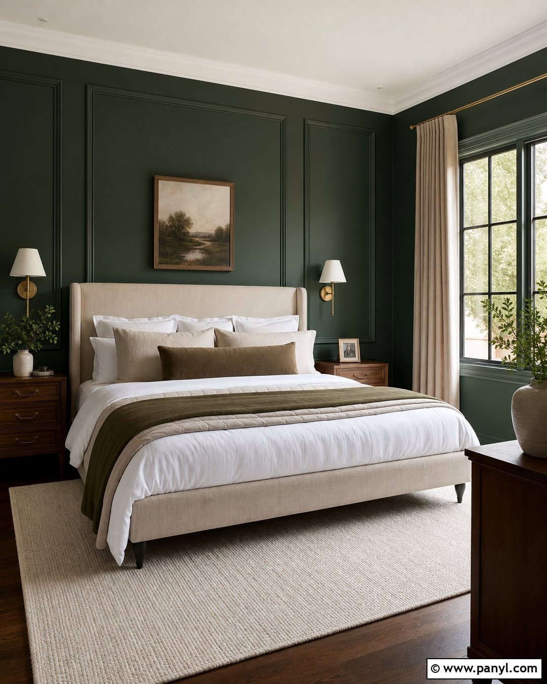 Dark Green Walls With Picture Frame Molding - 35 Dark Green Painted Walls