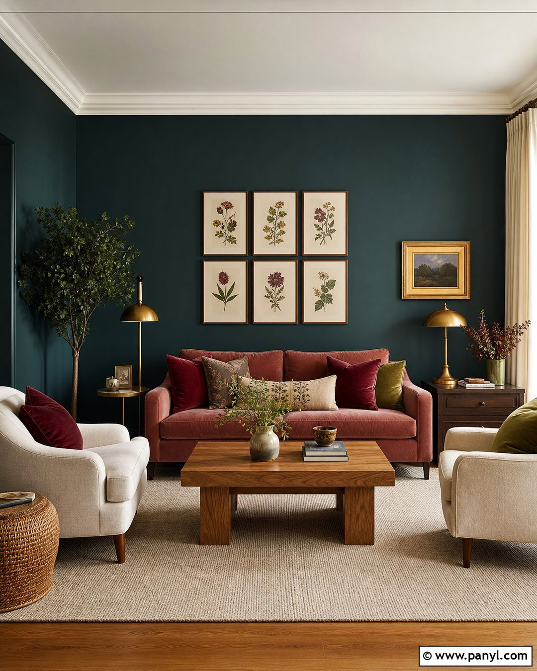 Dark Green Walls With Pink Furniture - 35 Dark Green Painted Walls