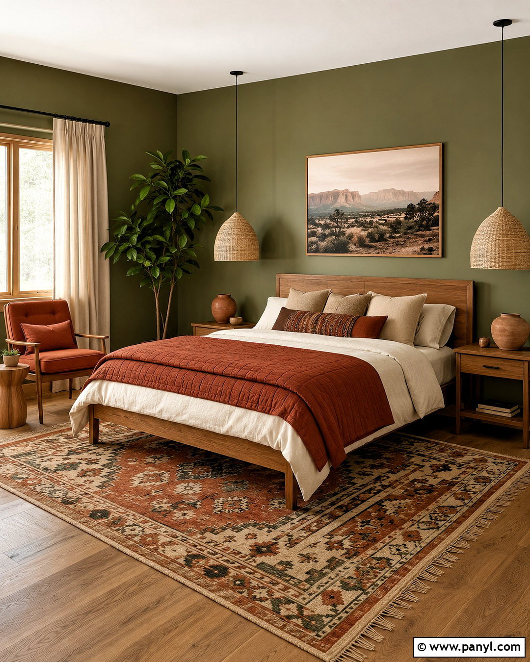 Dark Green Walls With Terracotta Decor - 20 dark green walls bedroom ideas