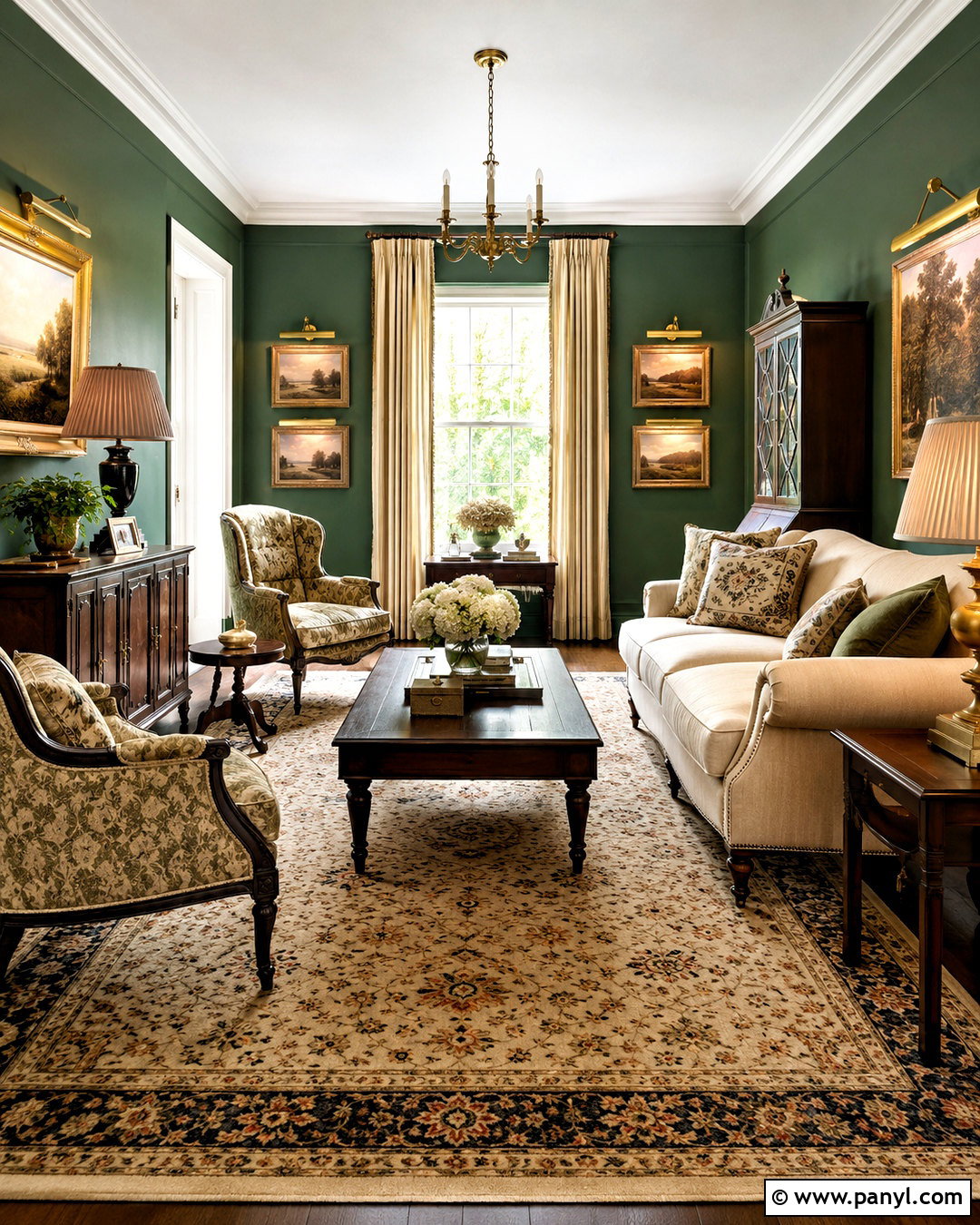 Dark Green Walls With Traditional Furniture - 20 living room with green walls