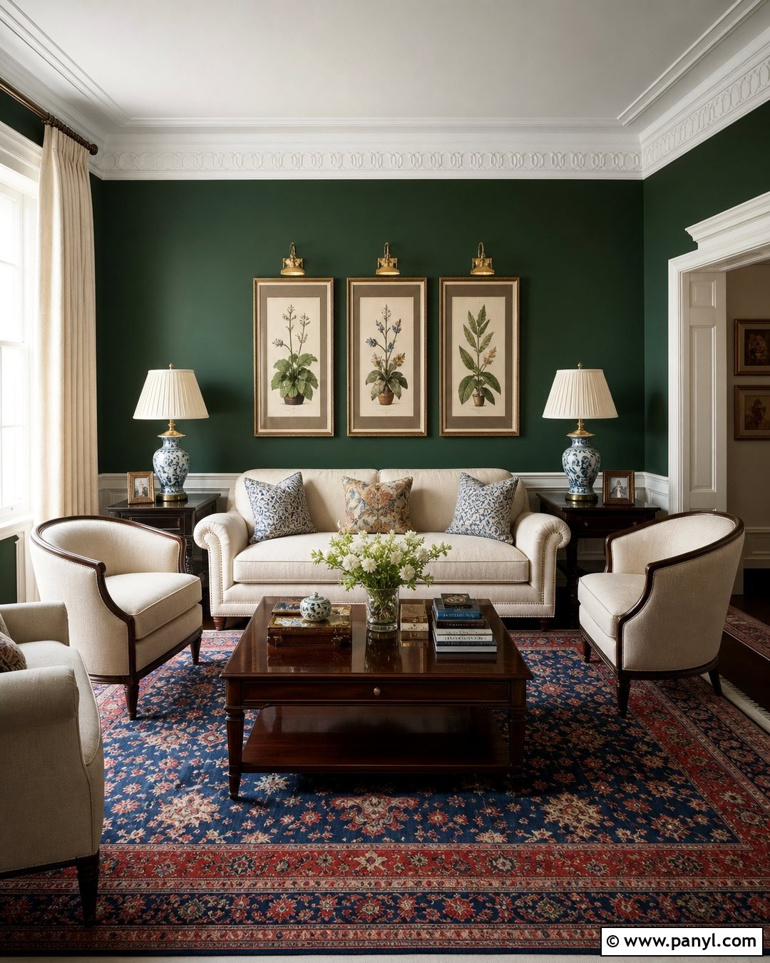 Dark Green Walls With White Molding - 45 dark green walls