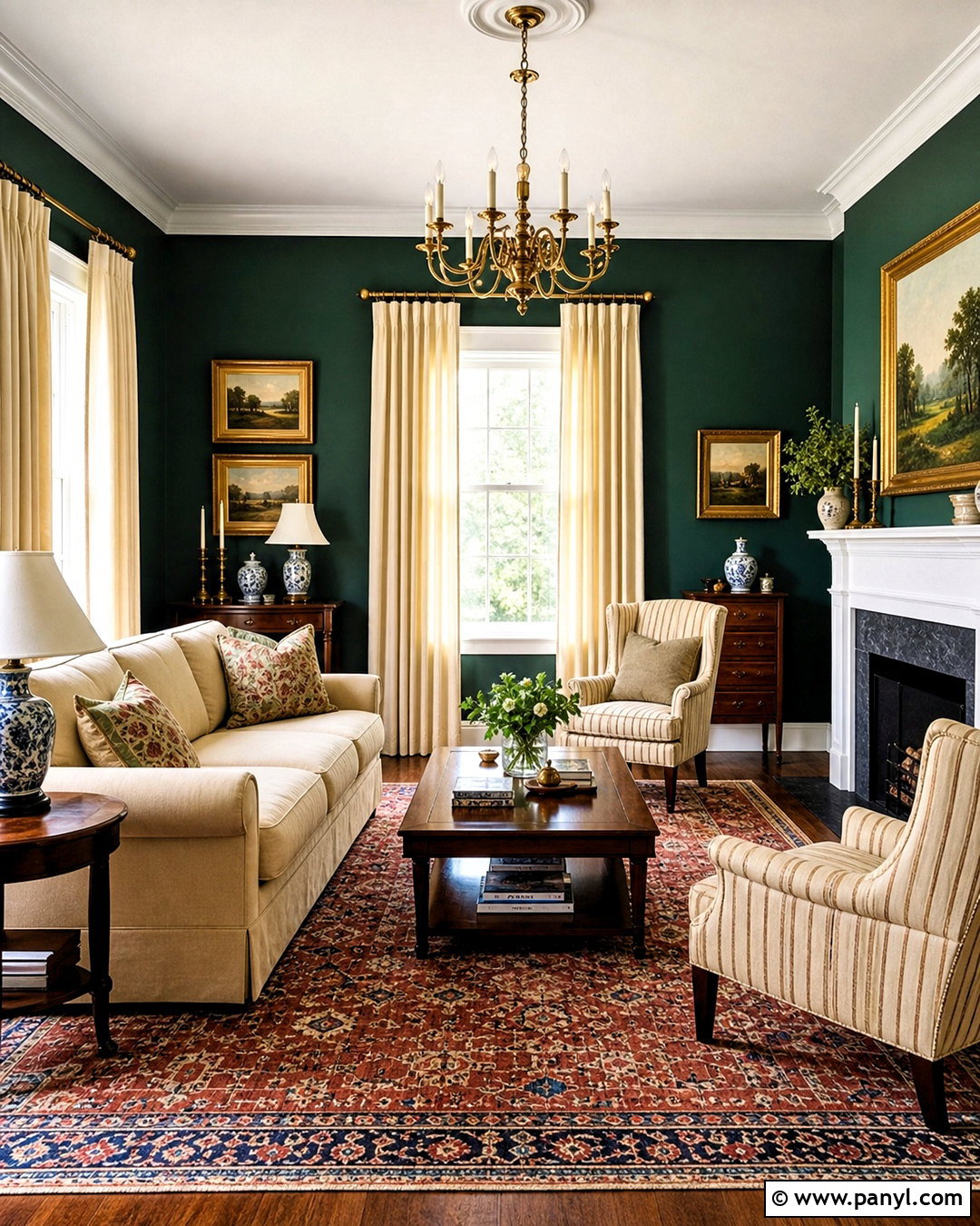 Dark Green Walls With White Trim - 20 dark green walls living room ideas
