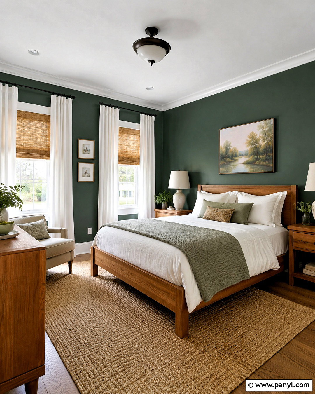 Dark Green Walls With White Trim - 20 dark green walls bedroom ideas