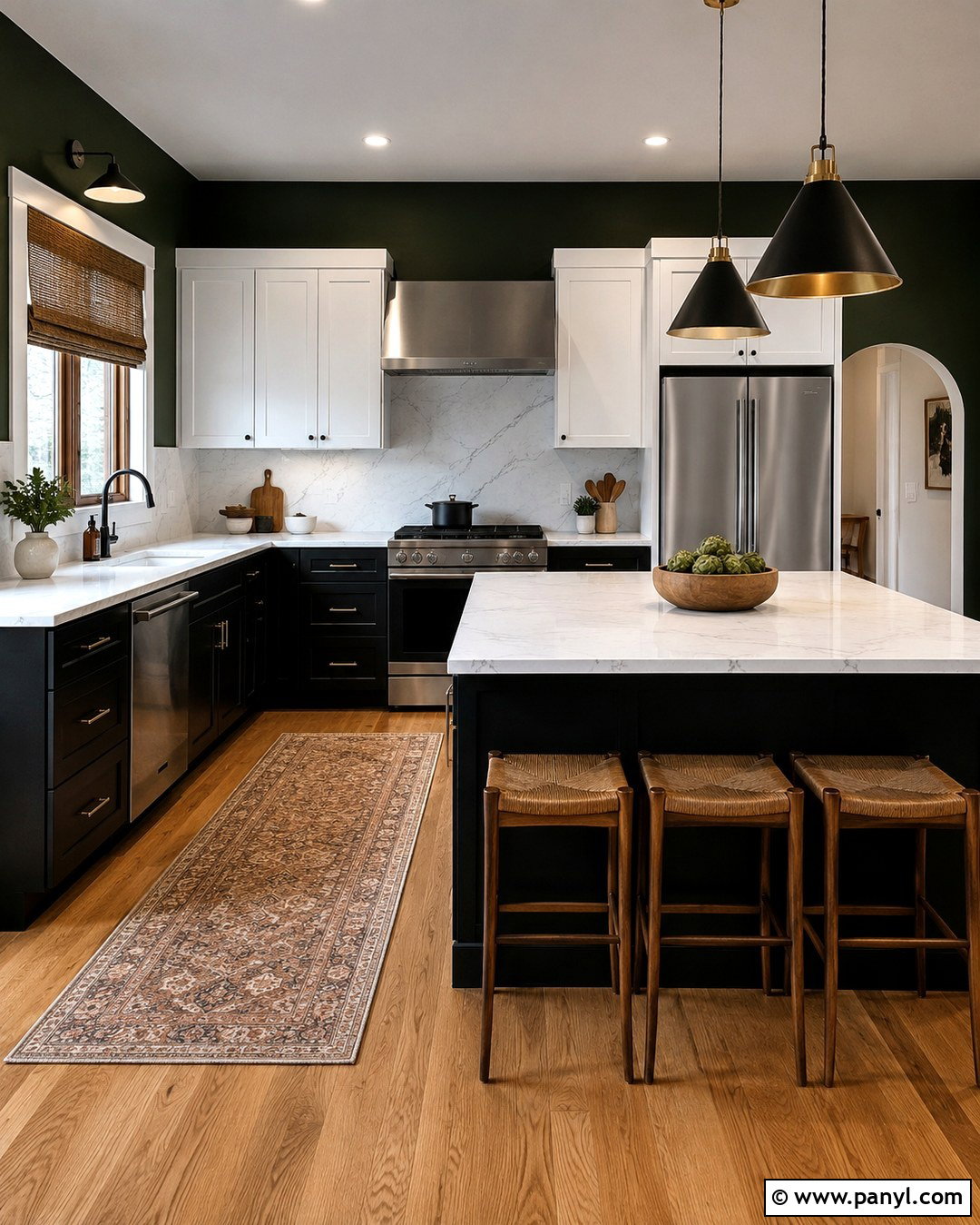 Dark Green Walls With White Upper Cabinets - 20 Black And White Kitchen With Green Walls