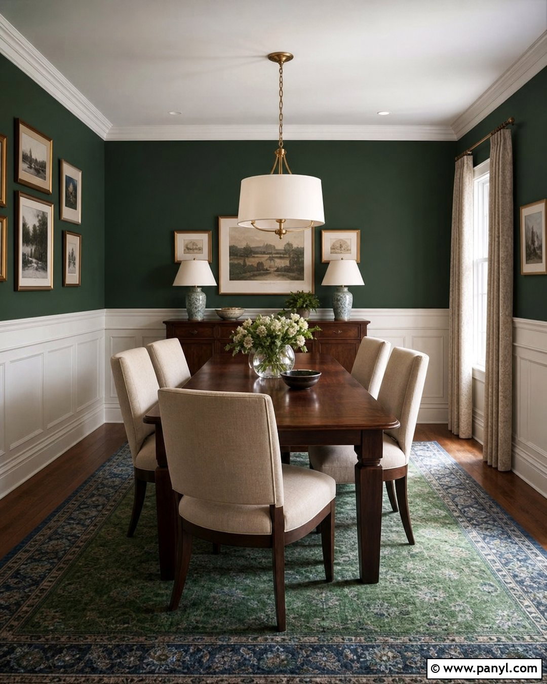 Dark Green Walls With White Wainscoting - 35 Dark Green Painted Walls