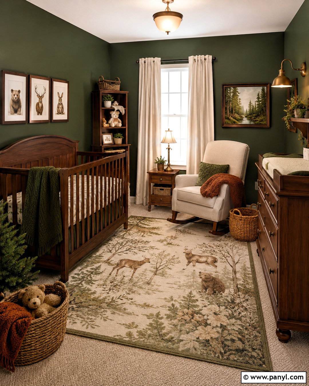Dark Green Woodland Nursery - 20 dark baby nursery ideas