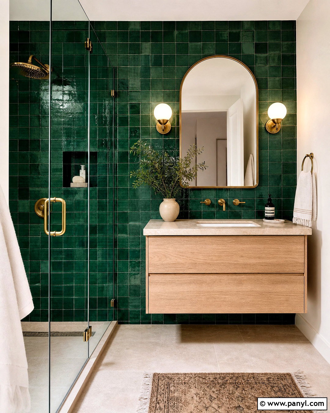Dark Green Zellige Bathroom - 20 small dark green bathroom ideas
