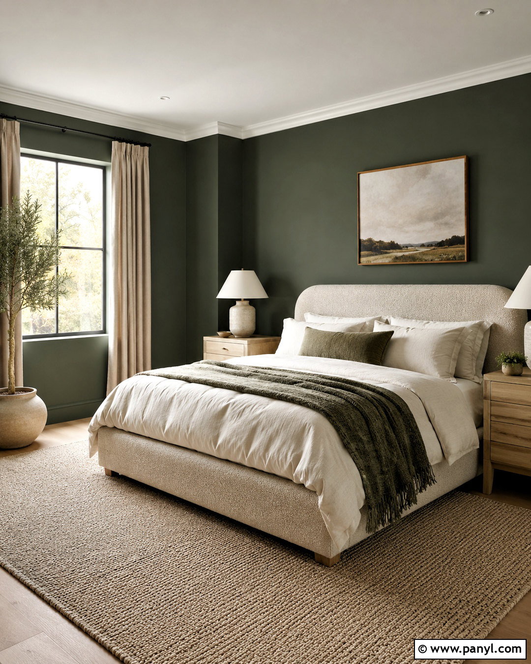 Dark Green and Beige Bedroom - 20 dark green bedroom aesthetic ideas