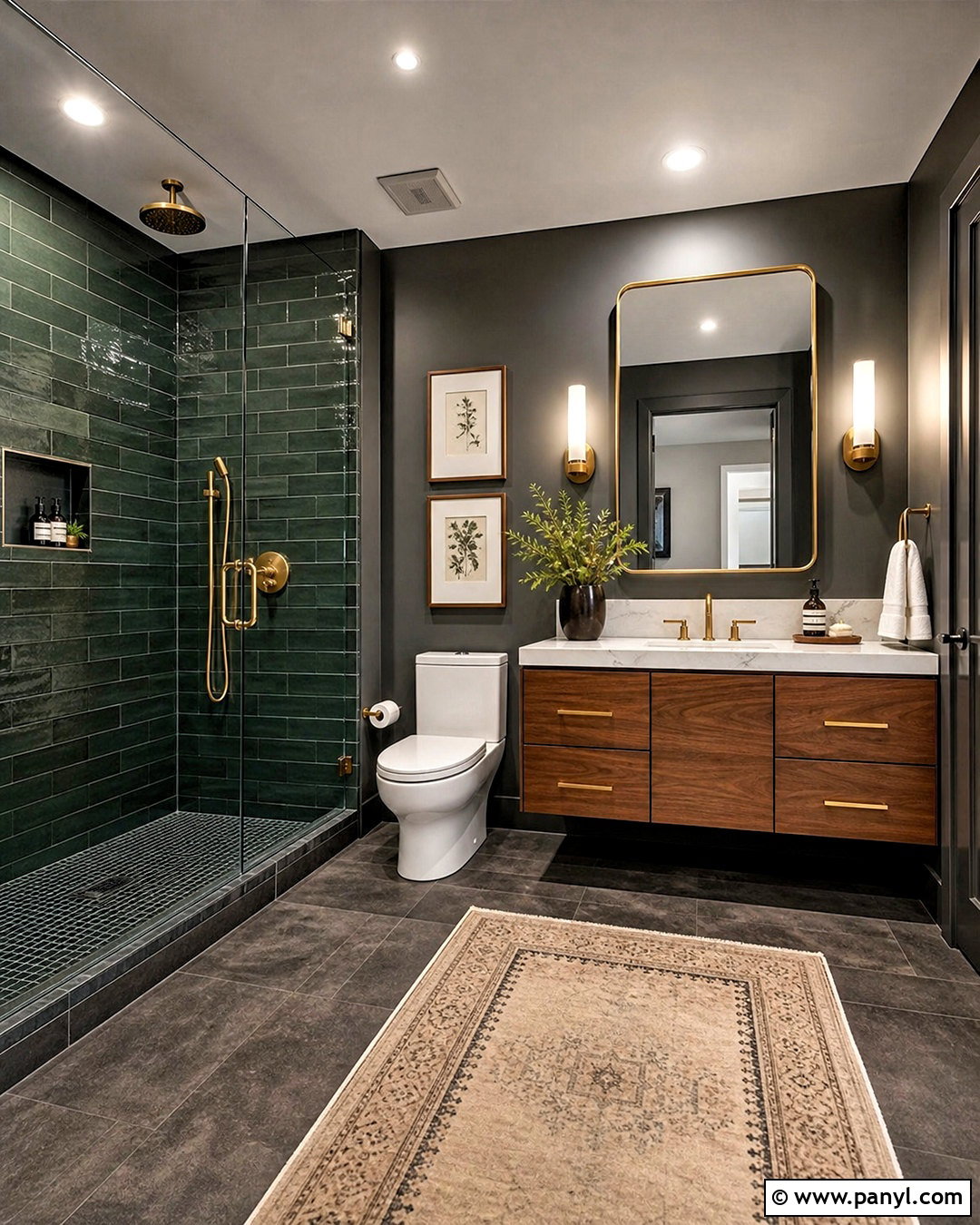 Dark Green and Charcoal Gray Bathroom - 20 gray and green bathroom ideas