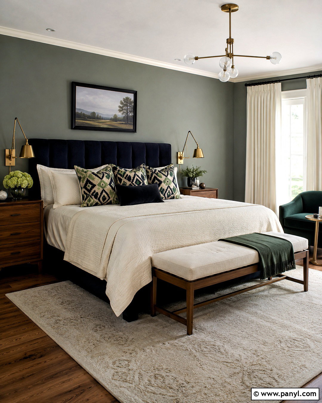 Dark Green and Navy Bedroom - 20 dark green bedroom aesthetic ideas
