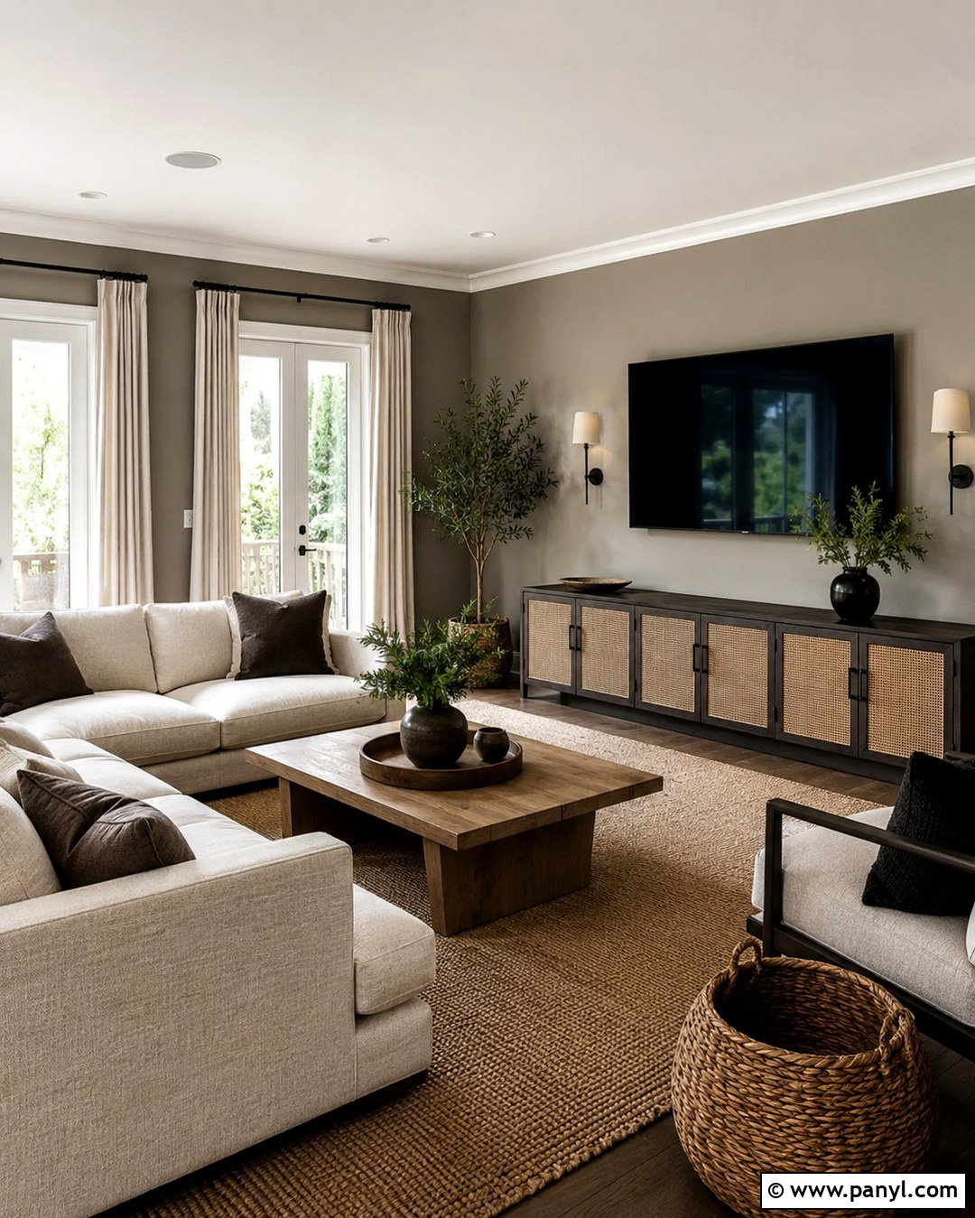 Dark Greige TV Wall - 20 Tv Wall Dark Paint Ideas