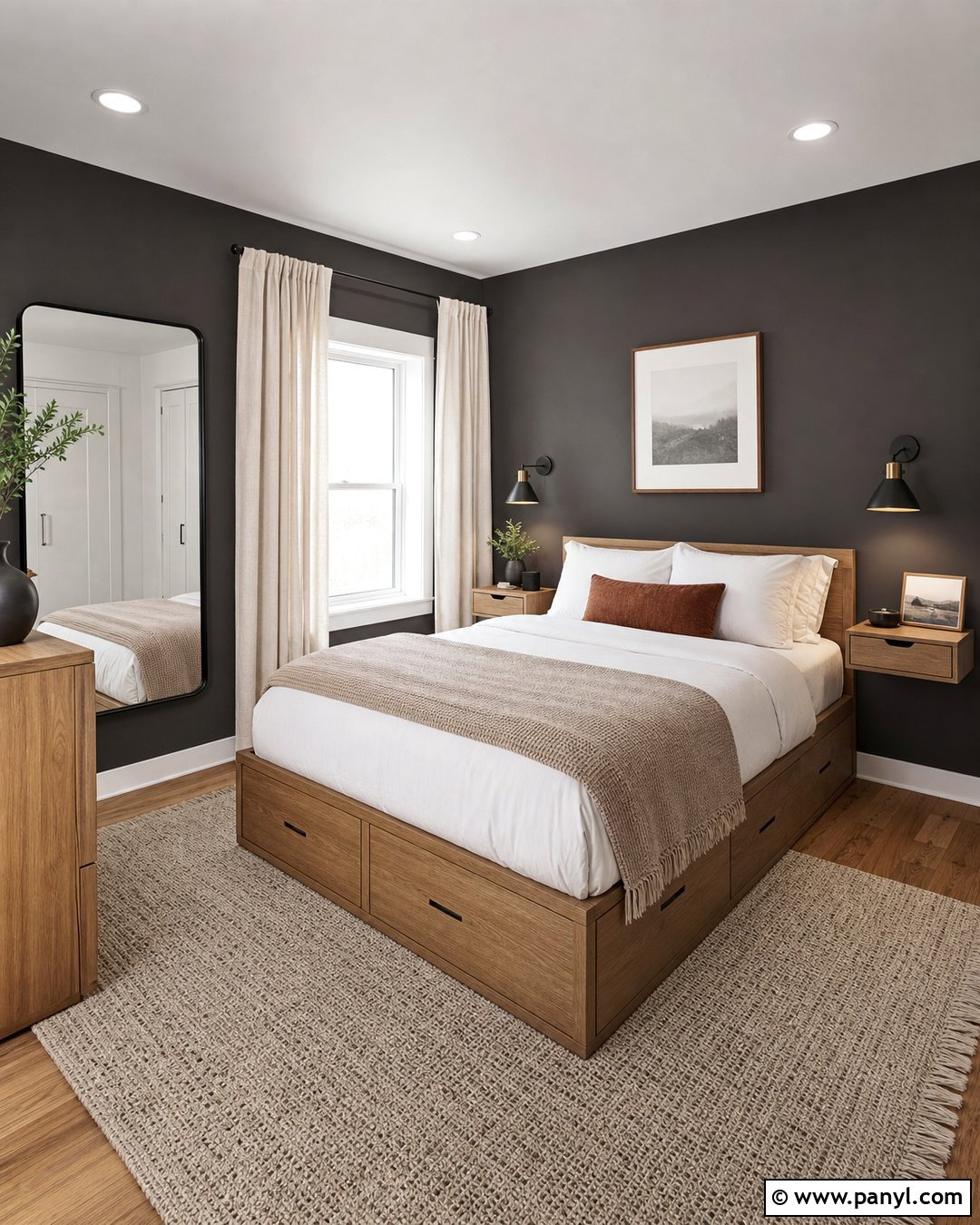 Dark Grey Accent Wall In Small Bedroom - 30 Dark Grey Accent Wall Ideas