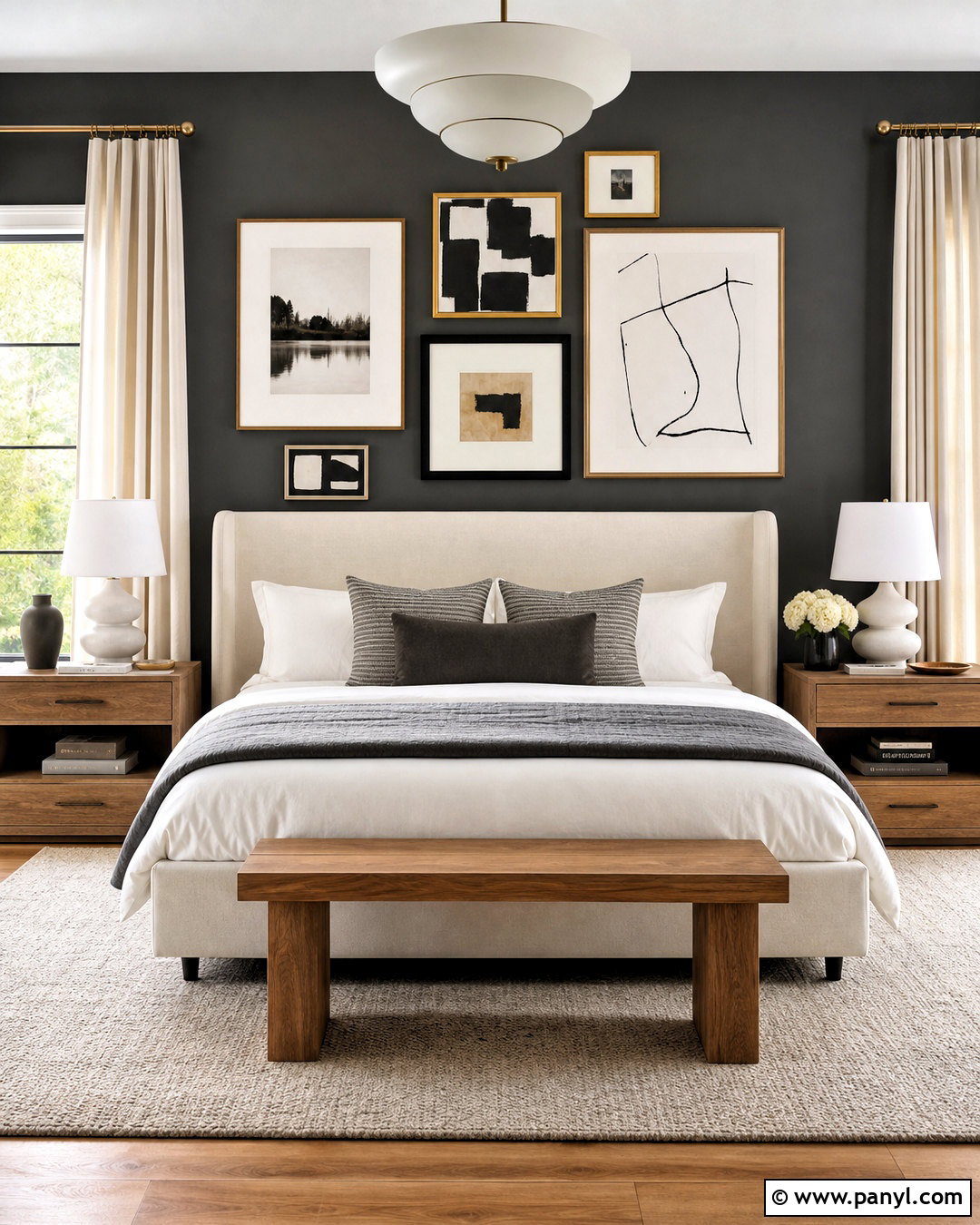 Dark Grey Accent Wall With A Gallery Wall - 20 dark grey accent wall bedroom ideas