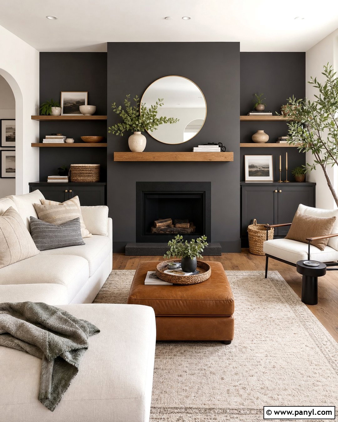 Dark Grey Accent Wall With Black Fireplace - 30 Dark Grey Accent Wall Ideas