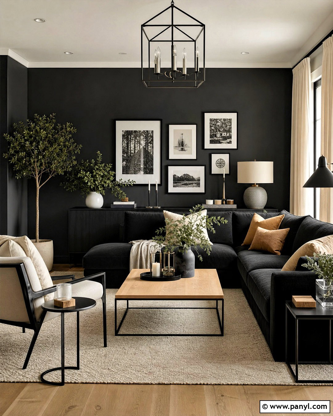 Dark Grey Accent Wall With Black Furniture - 20 dark grey accent wall living room ideas