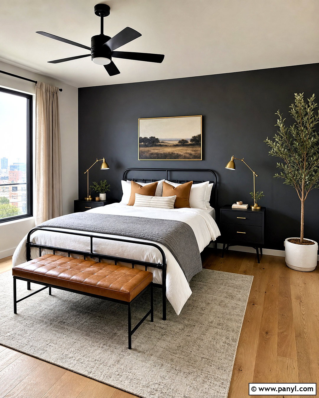 Dark Grey Accent Wall With Black Furniture - 20 dark grey accent wall bedroom ideas