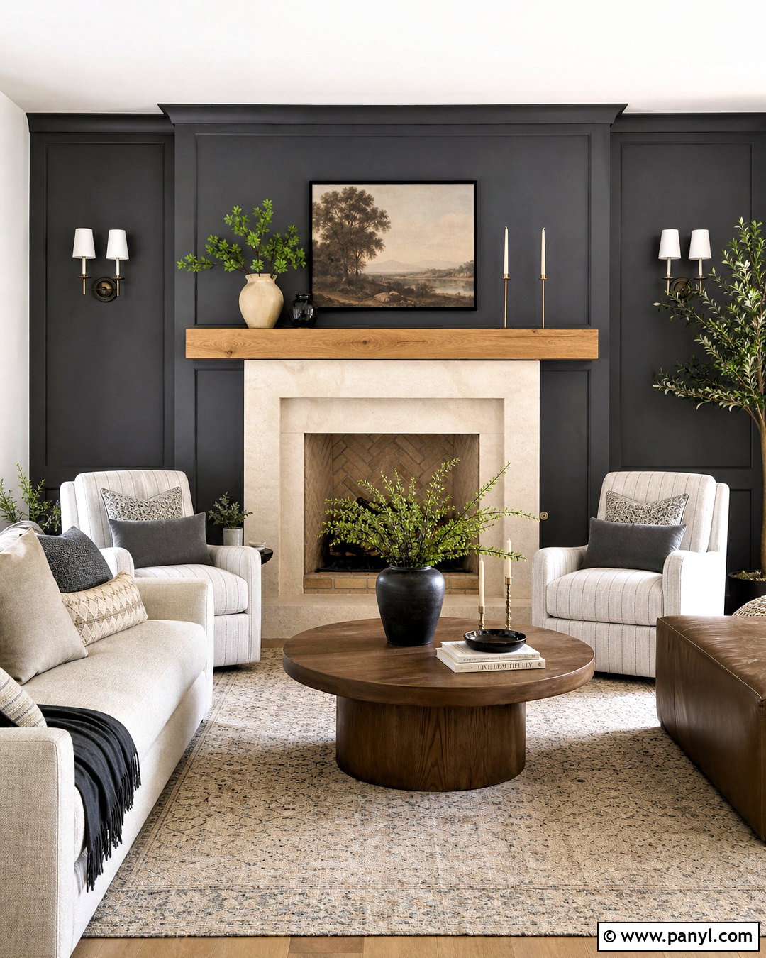 Dark Grey Accent Wall With Fireplace - 20 dark grey accent wall living room ideas