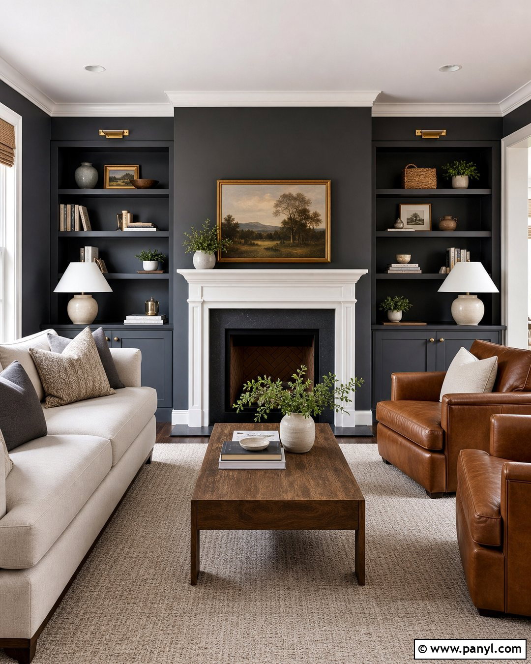 Dark Grey Accent Wall With White Trim - 30 Dark Grey Accent Wall Ideas