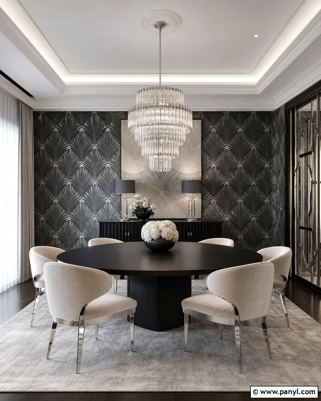 Dark Grey And Silver Art Deco Wallpaper Dining Room - 20 Dark Grey And Silver Wallpaper Ideas