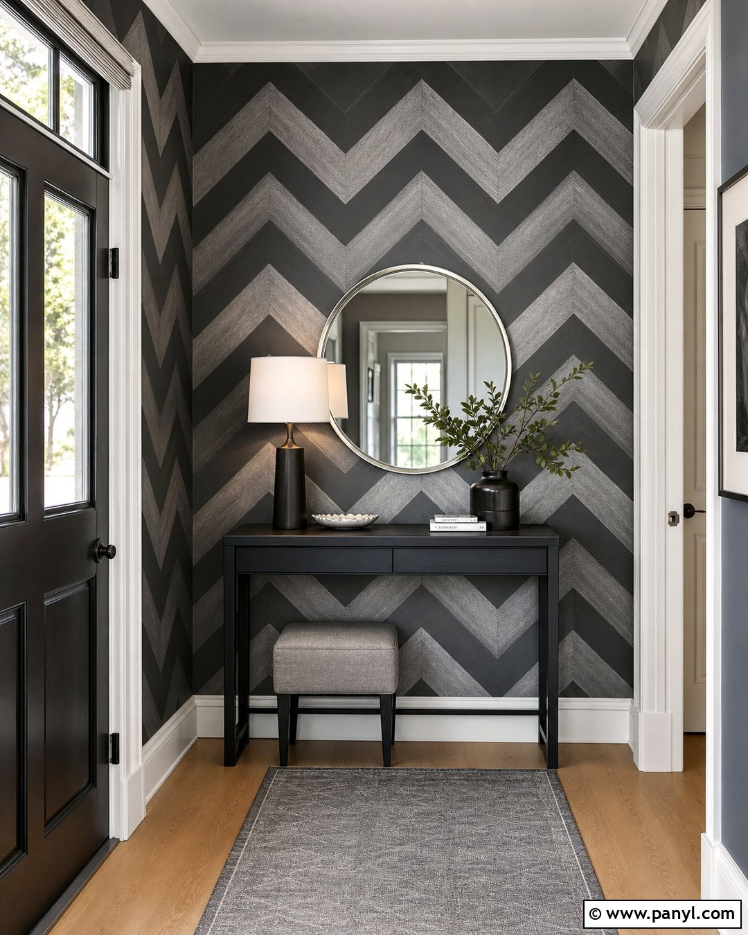 Dark Grey And Silver Chevron Wallpaper Entryway - 20 Dark Grey And Silver Wallpaper Ideas