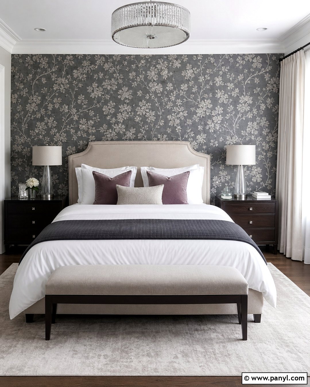 Dark Grey And Silver Floral Wallpaper Bedroom - 20 Dark Grey And Silver Wallpaper Ideas