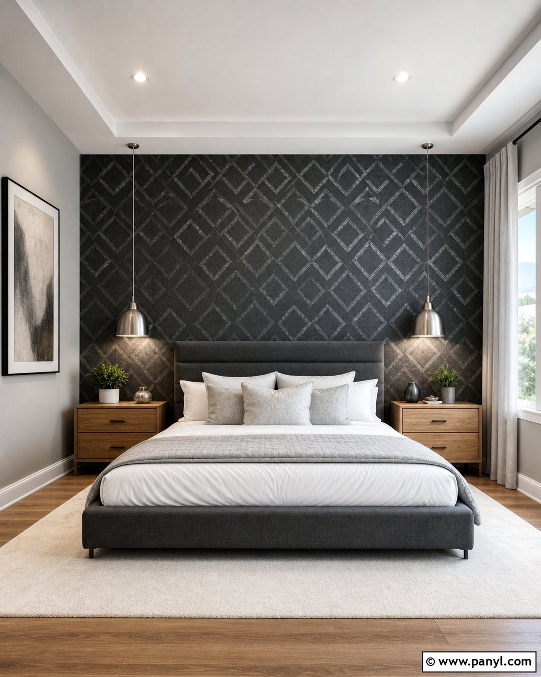 Dark Grey And Silver Geometric Wallpaper Bedroom - 20 Dark Grey And Silver Wallpaper Ideas