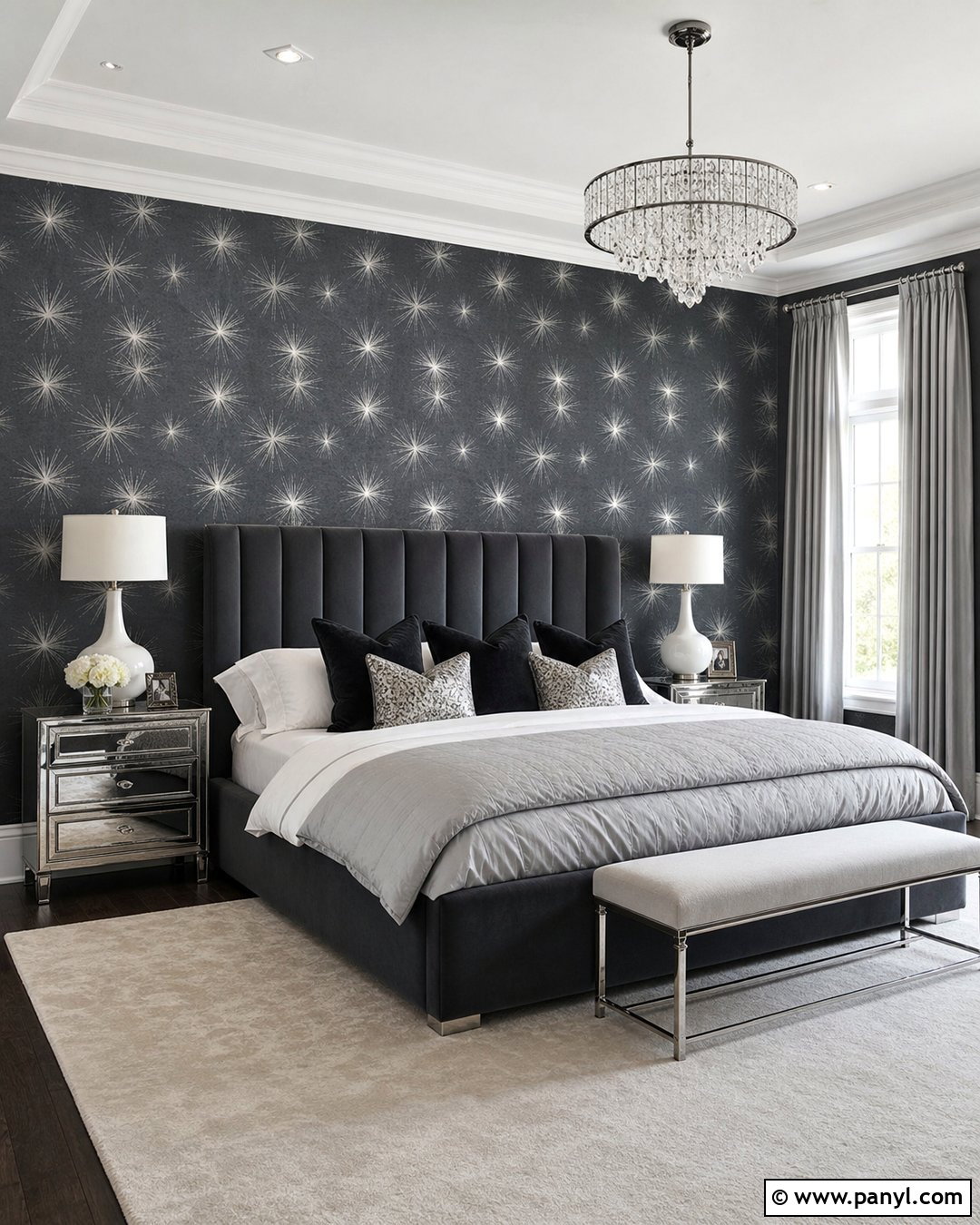 Dark Grey And Silver Starburst Wallpaper Bedroom - 20 Dark Grey And Silver Wallpaper Ideas