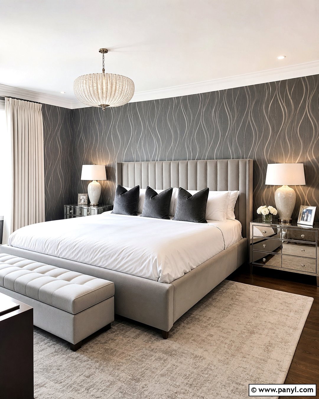 Dark Grey And Silver Wave Wallpaper Bedroom - 20 Dark Grey And Silver Wallpaper Ideas