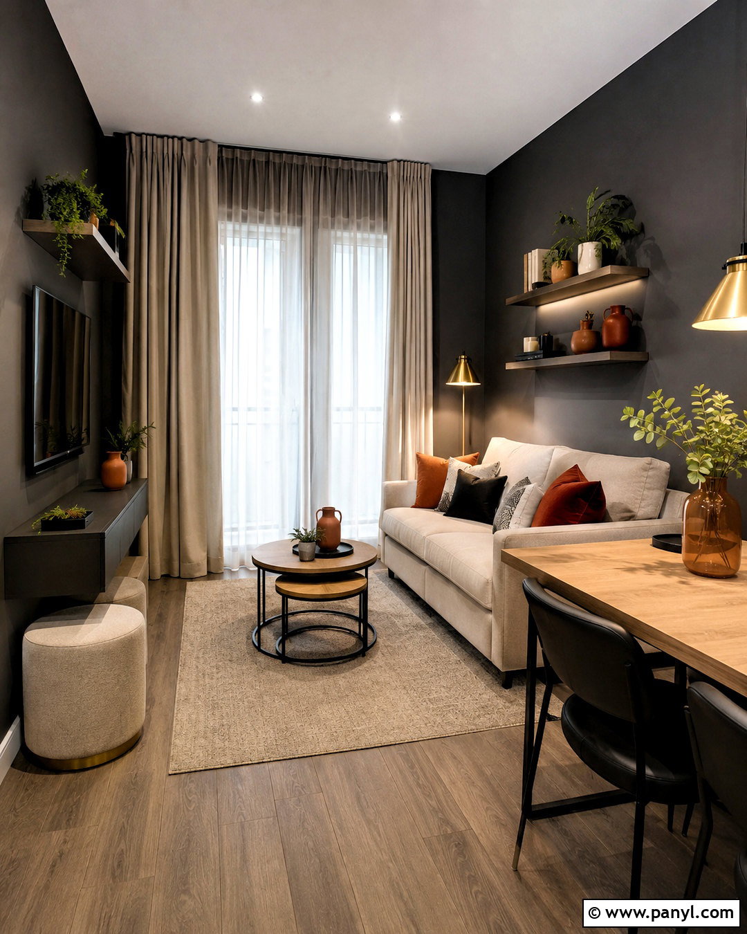 Dark Grey Apartment Room With Multifunctional Furniture - 20 dark grey room ideas