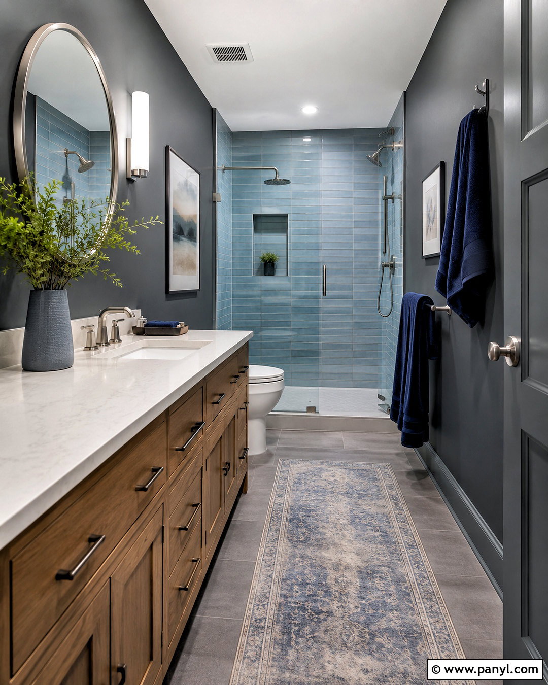 Dark Grey Bathroom Walls With Blue Accents - 20 dark grey bathroom walls