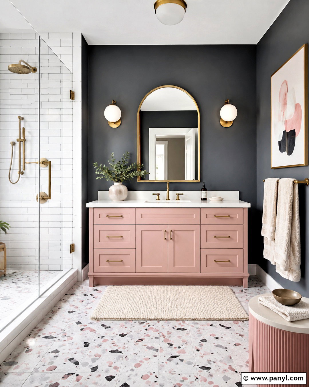Dark Grey Bathroom Walls With Blush Pink - 20 dark grey bathroom walls